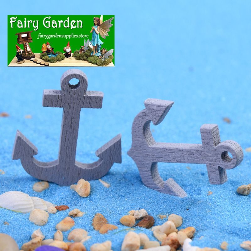 Micro Landscape Resin Anchor Miniature Garden Succulent Plants Pot Bonsai Fairy Garden Decoration Terrariums Fairy Garden Accessories Boat Anchor Aquarium Figurine