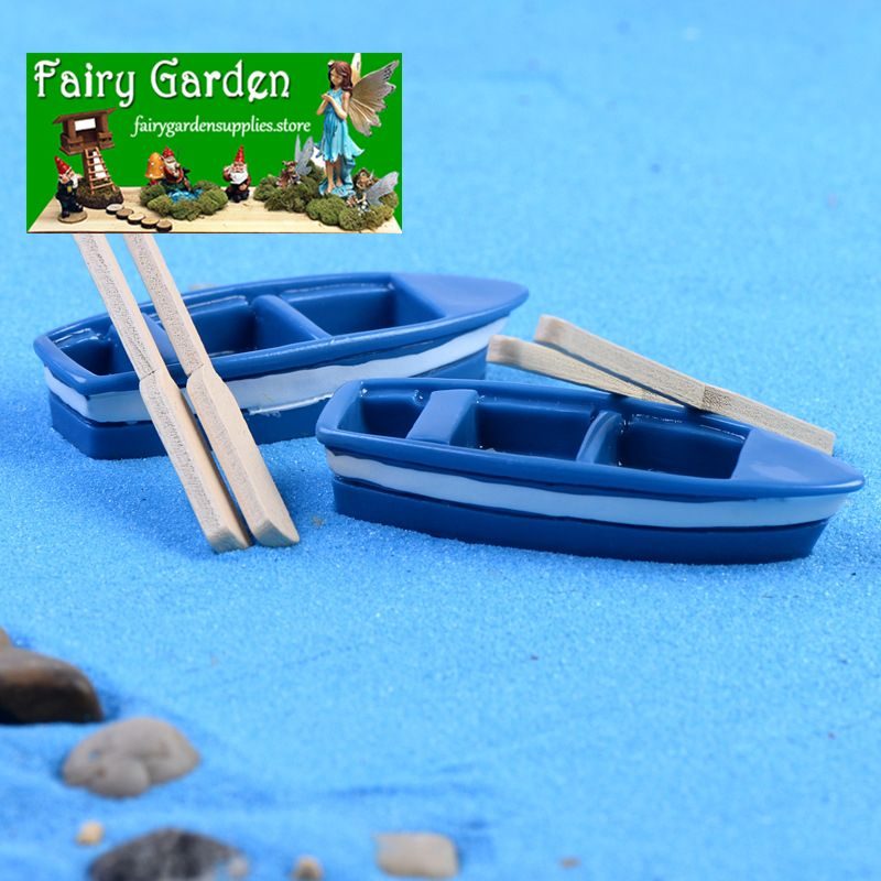 Mini Boats Oars Fairy Garden Accessories Micro Landscape Fairy Garden Decoration Small Boat And Boat Oar Pot Bonsai Fairy Garden Diy Material Miniature Natural Resin Craft Figurine Terrariums Garden Decorations Decor Ship