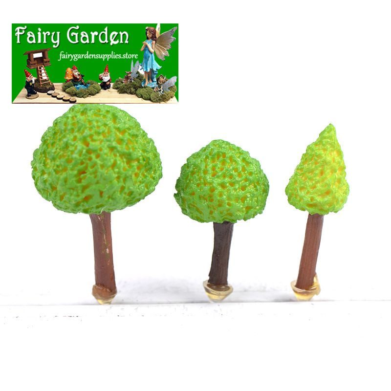 Artificial Green Trees Small Tree Mini Fairy Garden Plants Micro Landscape Miniature Garden Decoration Fairy Garden Accessories Succulent Plants
