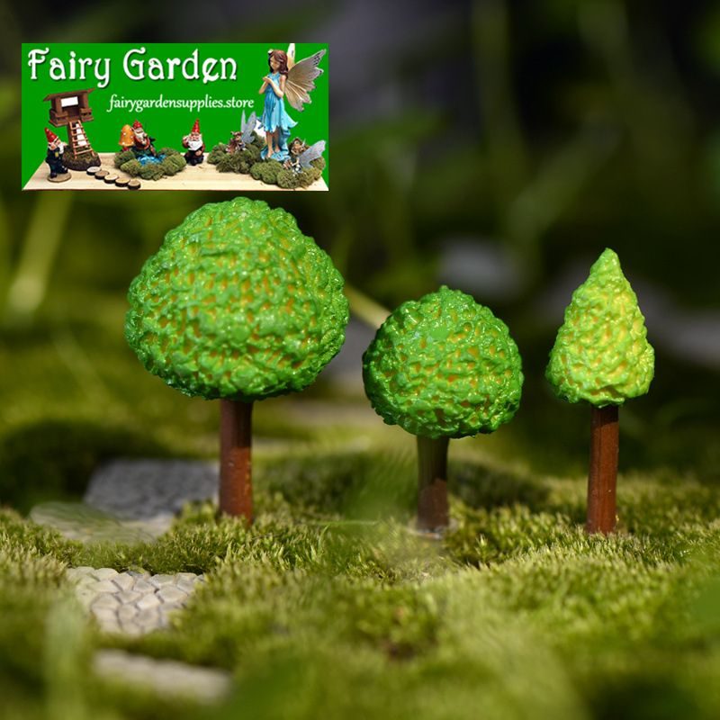Artificial Green Trees Small Tree Mini Fairy Garden Plants Micro Landscape Miniature Garden Decoration Fairy Garden Accessories Succulent Plants
