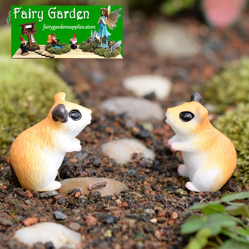 Groceries Mini Fairy Garden Animals Pot Bonsai Micro Landscape Miniature Garden Lovely Hamster Terrariums Fairy Garden Micro Landscape Miniature Garden Fairy Garden Accessories Resin Small Background Stage Property Mouse Doll