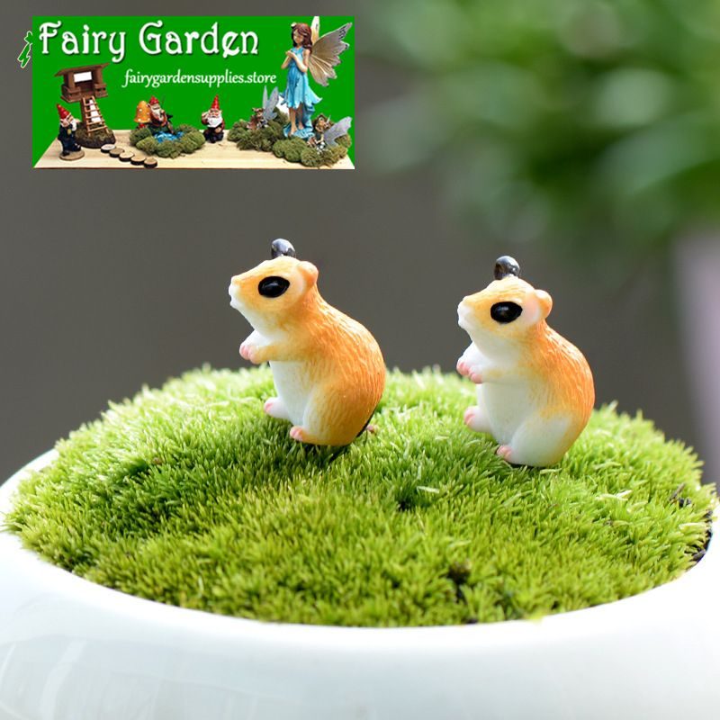 Groceries Mini Fairy Garden Animals Pot Bonsai Micro Landscape Miniature Garden Lovely Hamster Terrariums Fairy Garden Micro Landscape Miniature Garden Fairy Garden Accessories Resin Small Background Stage Property Mouse Doll