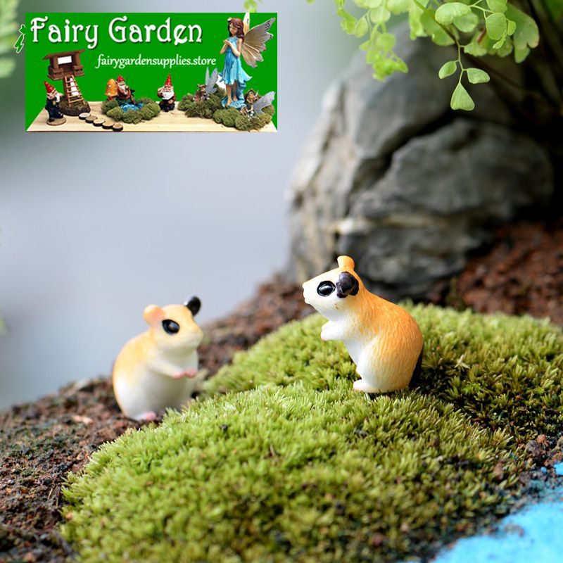 Groceries Mini Fairy Garden Animals Pot Bonsai Micro Landscape Miniature Garden Lovely Hamster Terrariums Fairy Garden Micro Landscape Miniature Garden Fairy Garden Accessories Resin Small Background Stage Property Mouse Doll