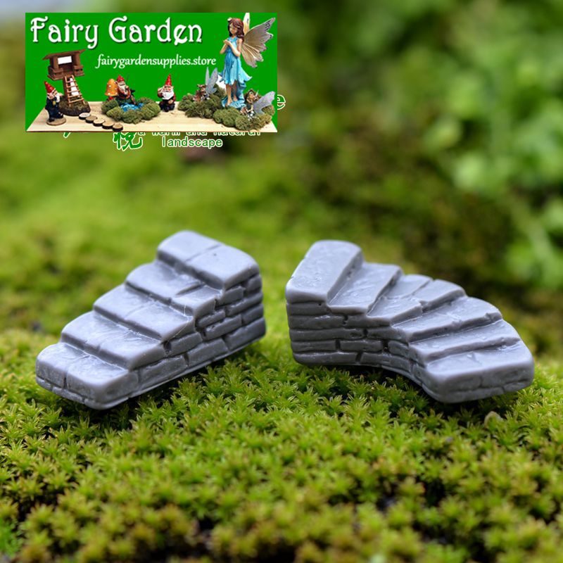 Mini Cute Resin Crafts Fairy Garden Stone Steps Micro Landscape Miniature Garden Fairy Garden Decoration Terrariums Fairy Garden Accessories Bonsai Small Ladder Stone Landscaping Decorate Diy Material Resin Craft