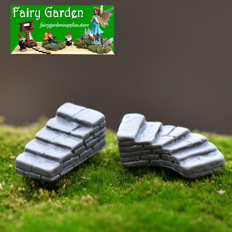 Mini Cute Resin Crafts Fairy Garden Stone Steps Micro Landscape Miniature Garden Fairy Garden Decoration Terrariums Fairy Garden Accessories Bonsai Small Ladder Stone Landscaping Decorate Diy Material Resin Craft