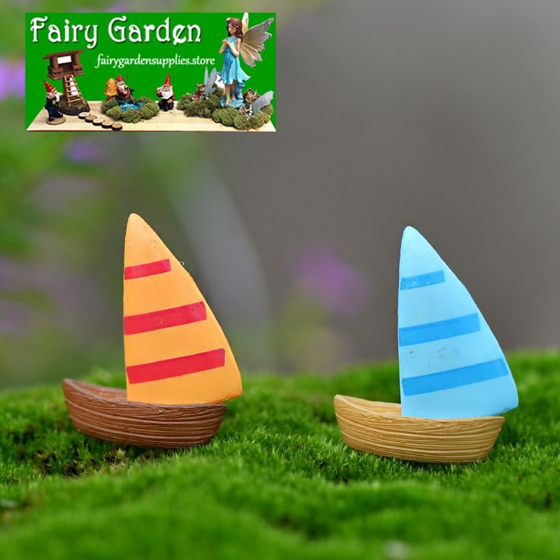 Micro Fairy Garden Terrariums Decorate Bonsai Landscape Miniature Garden Decorate Mediterranean Sea Style Aegean Sea Zakka Small Sailing Boat Manual Aquarium Diy Fairy Garden Accessories