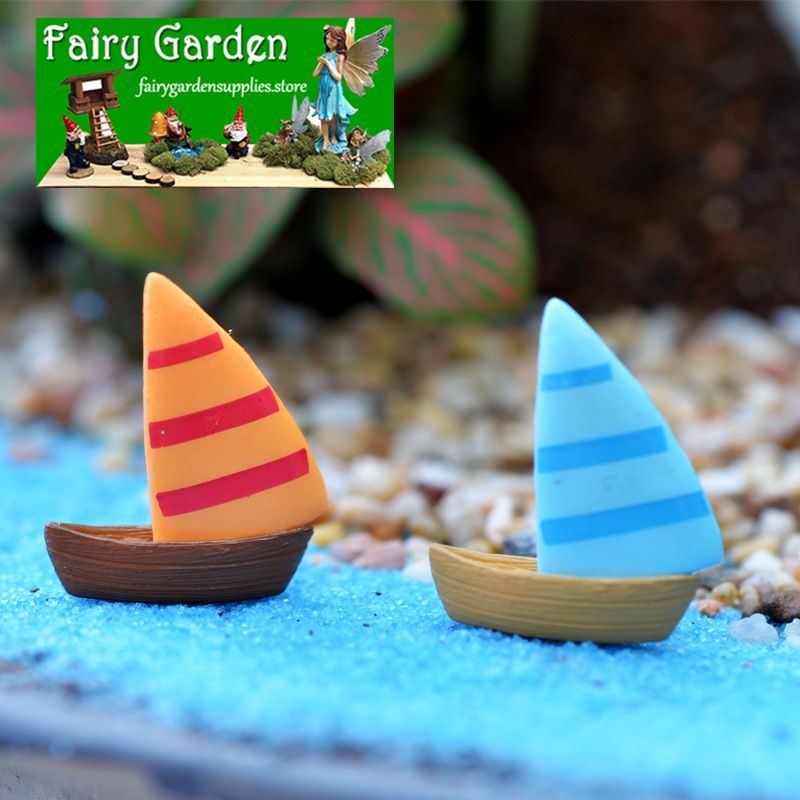 Micro Fairy Garden Terrariums Decorate Bonsai Landscape Miniature Garden Decorate Mediterranean Sea Style Aegean Sea Zakka Small Sailing Boat Manual Aquarium Diy Fairy Garden Accessories