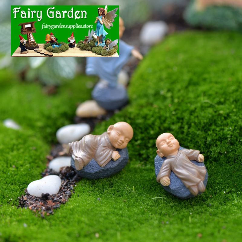 Fairy Garden Decoration Monk Figurine Fairy Home Decoration Children Gift Kawaii Chinese Buddhist Monks Miniature Bonsai Garden Furniture Car Interior Decoration Resin Craft