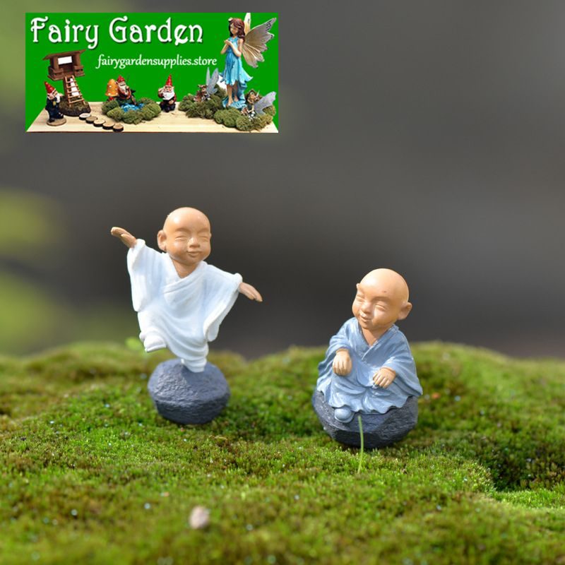 Fairy Garden Decoration Monk Figurine Fairy Home Decoration Children Gift Kawaii Chinese Buddhist Monks Miniature Bonsai Garden Furniture Car Interior Decoration Resin Craft