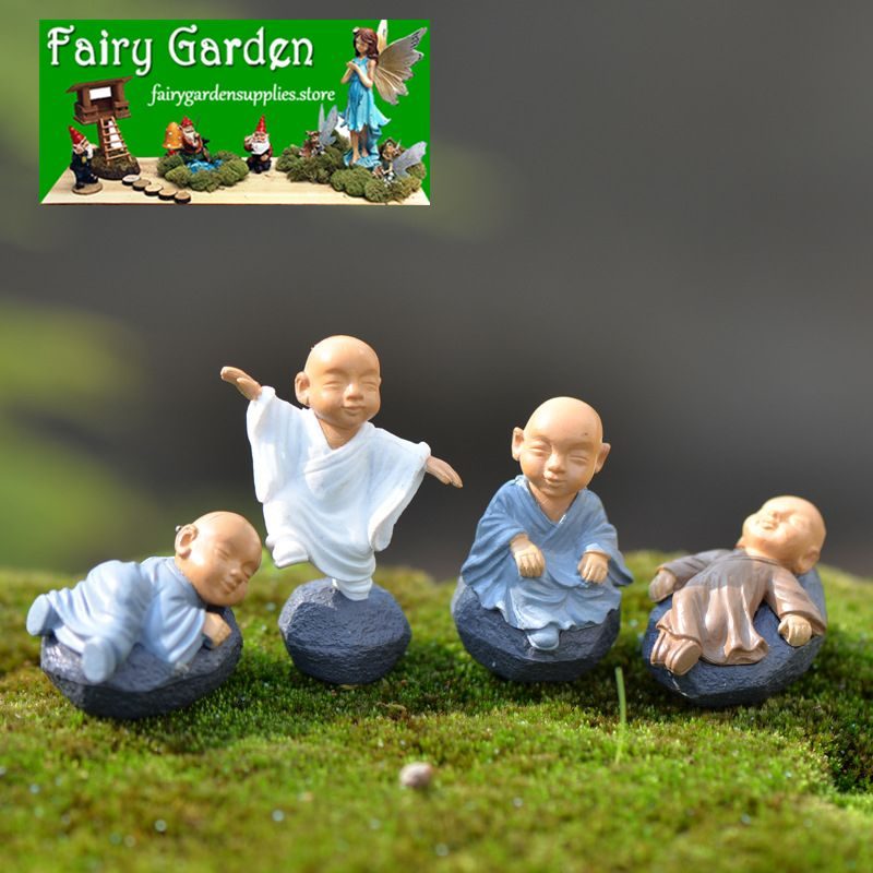 Fairy Garden Decoration Monk Figurine Fairy Home Decoration Children Gift Kawaii Chinese Buddhist Monks Miniature Bonsai Garden Furniture Car Interior Decoration Resin Craft