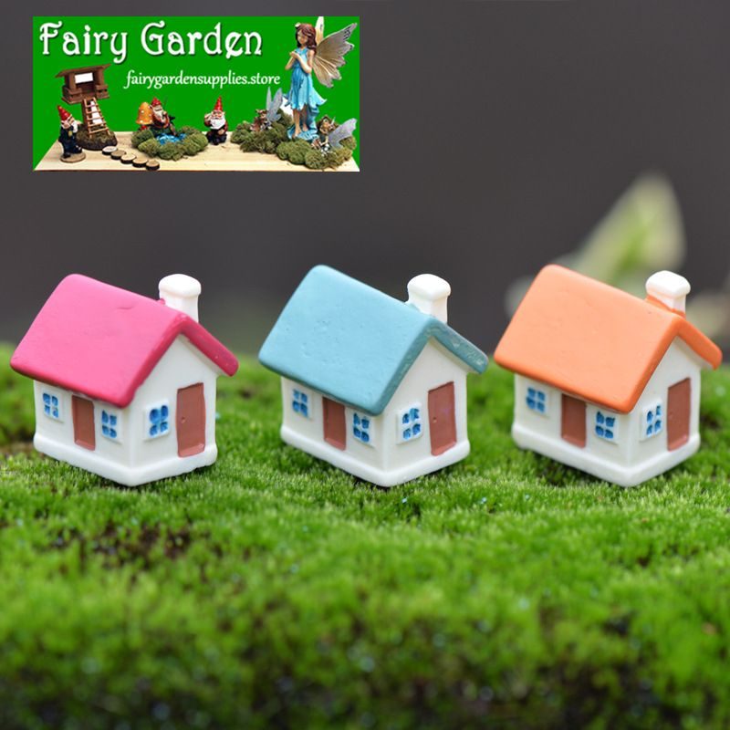 Fairy Garden Micro Landscape Miniature Garden Fairy Garden Decoration Fairy Garden Accessories Resin Craftwork Fleshyresin Decorate Three-colour Small House Diymaterial
