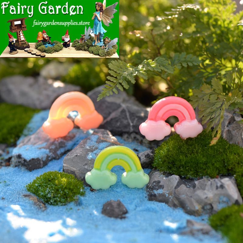 Lovely Three-colour Rainbow Pink color Rainbow Miniature Fairy Garden Decoration Terrariums Fairy Garden Accessories Material Resin Bonsai Fairy Garden Ornament Lovely Three-colour Rainbow Pink Color Rainbow Miniature Fairy Garden Decoration Terrariums Fairy Garden Accessories Material Resin Bonsai Fairy Garden Ornament