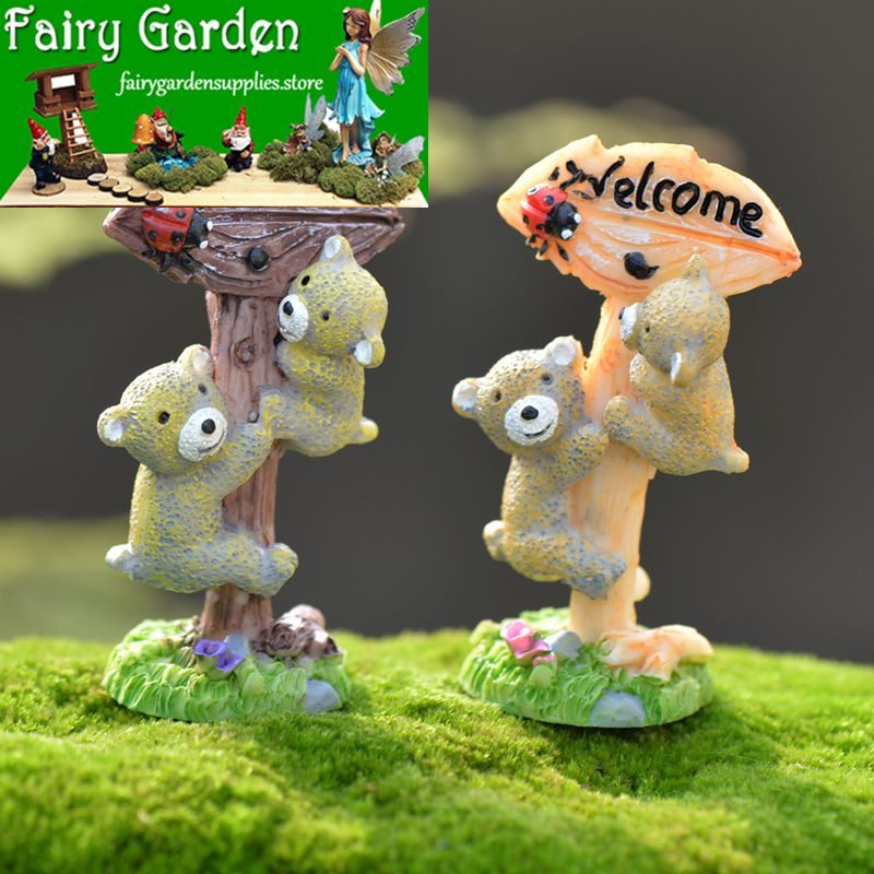 Moss Fairy Garden Micro Landscape Miniature Garden Resin Craftwork Landscaping Fairy Garden Decoration Fairy Garden Accessories Material Bears Guidepost Small Fairy Garden Decoration Fairy Garden Accessories Diymaterial