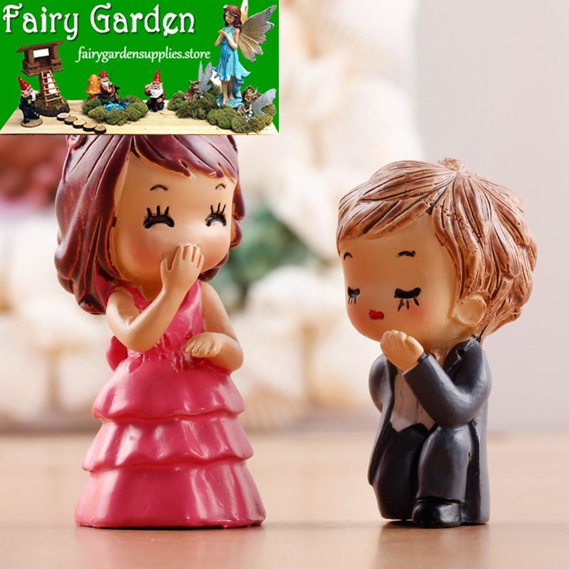 Lovers Fairy Garden Decoration Fairy Garden Accessories Wedding Propose Moss Fairy Garden Micro Landscape Miniature Garden Resin Fairy Garden Decoration Fairy Garden Accessories Bride And Groom Small Fairy Garden Decoration Fairy Garden Accessories