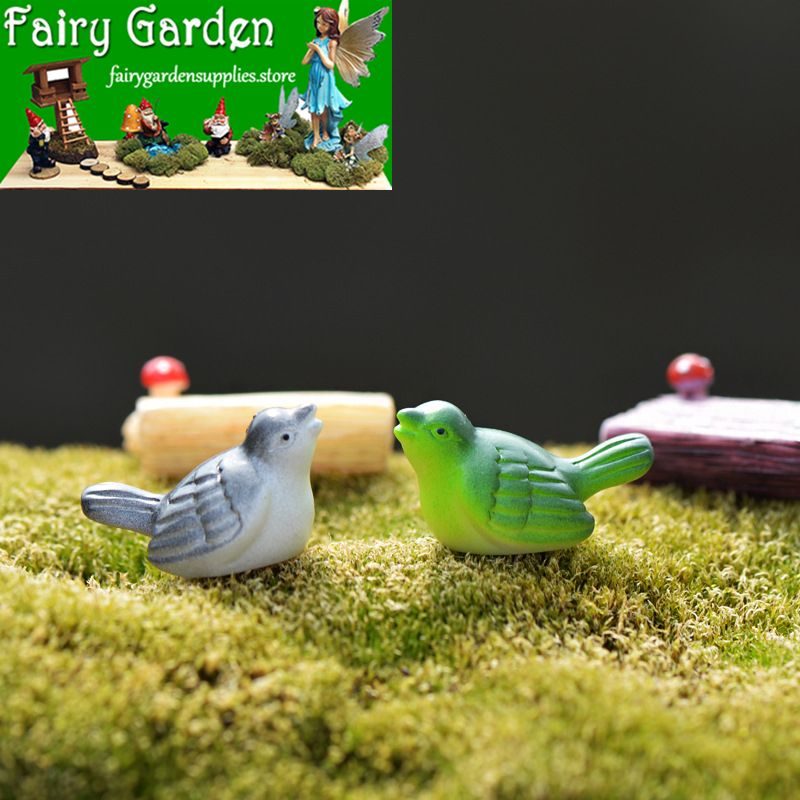 Cute 4Color Small Birds Diy Assemble Pot Bonsai Resin Craftwork Moss Fairy Garden Micro Landscape Miniature Garden Ecology Bottle Fairy Garden Decoration Fairy Garden Accessories Emulational Animals