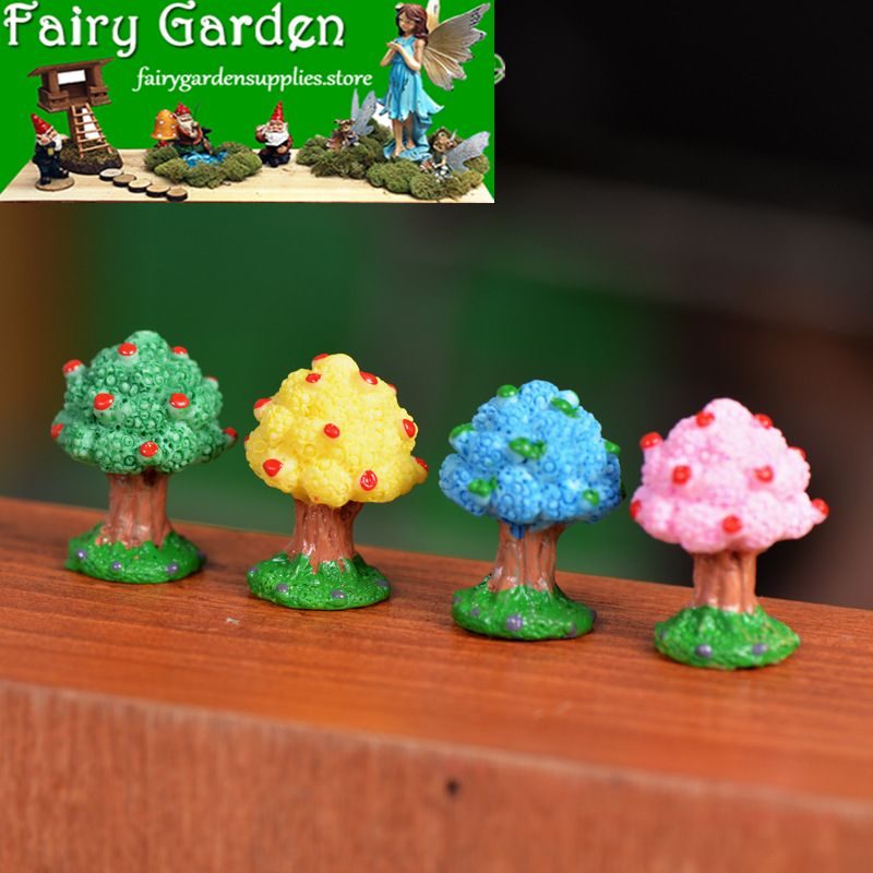 Fairy Garden Plants Miniature Garden Tree Fairy Garden Ornament Resin Small Landscaping Apple Tree Diy Assemble Small Fairy Garden Accessories Toys