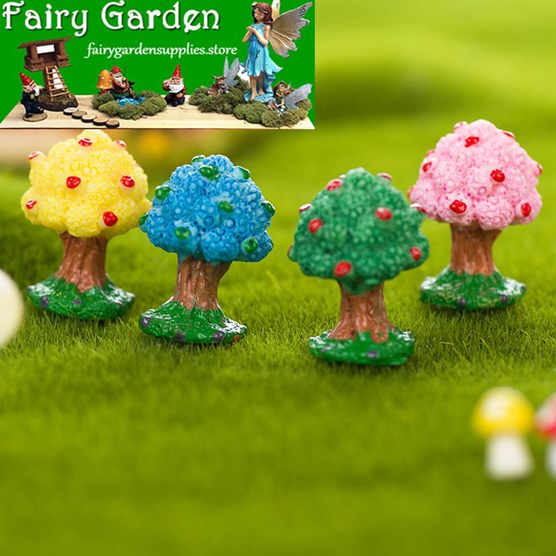 Fairy Garden Plants Miniature Garden Tree Fairy Garden Ornament Resin Small Landscaping Apple Tree Diy Assemble Small Fairy Garden Accessories Toys