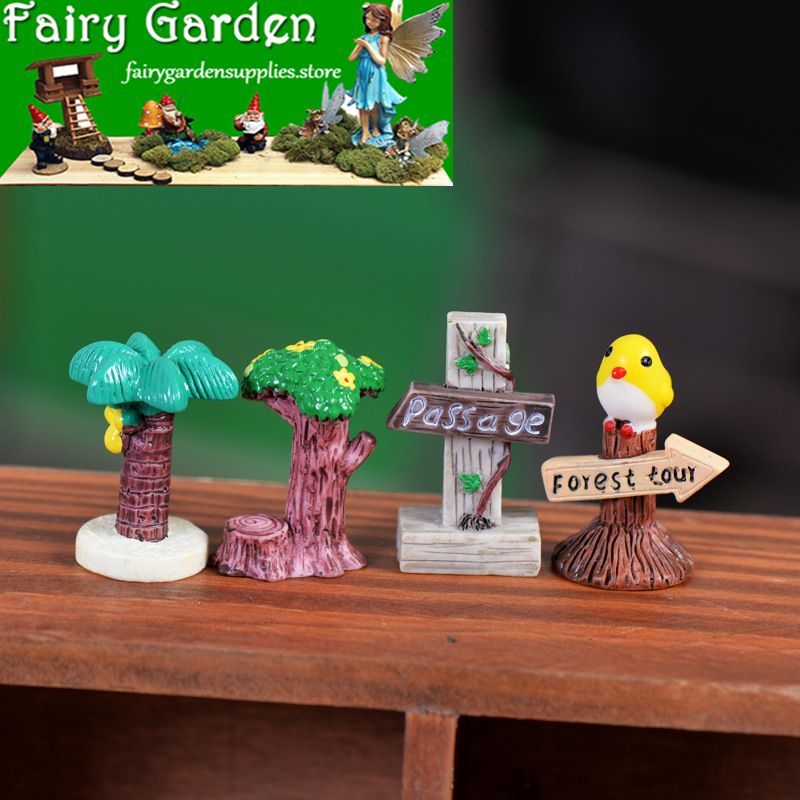 Moss Fairy Garden Micro Landscape Miniature Garden Decorate Fairy Garden Decoration Fairy Garden Accessories Zakkagroceries Emulational Signpost Four Style Stub Signpost