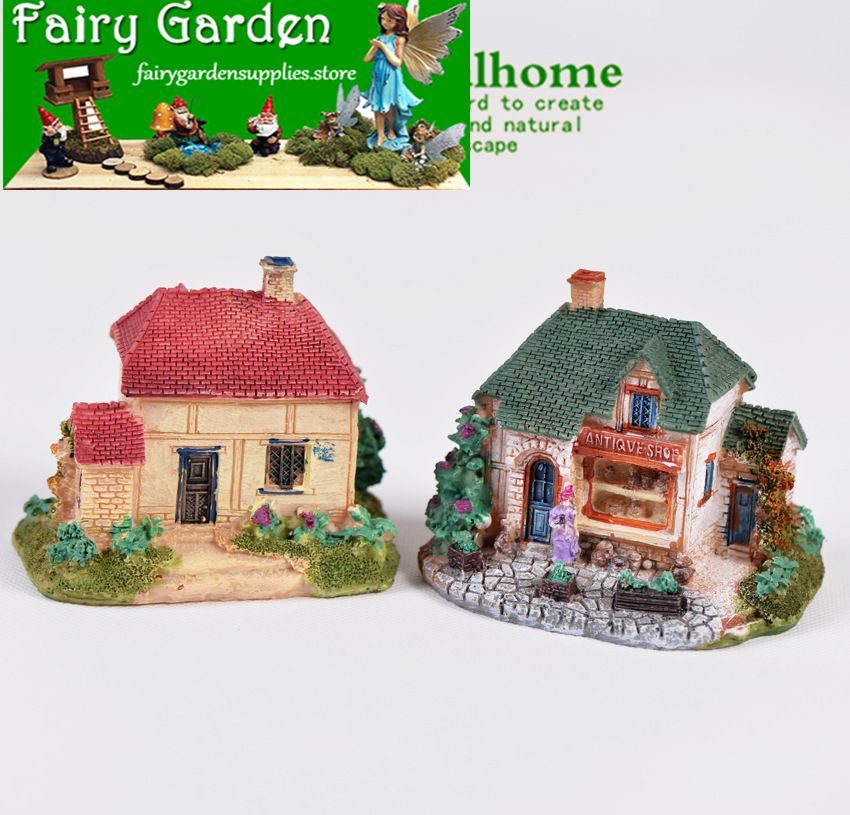 Wholesale Fairy Garden Supplies Large Castles Micro Landscape Miniature Garden Terrariums Fairy Garden Decoration Pot Bonsai Fairy Garden Accessories Resin Decorate Big Villa House Model Diy Material Kids Toys