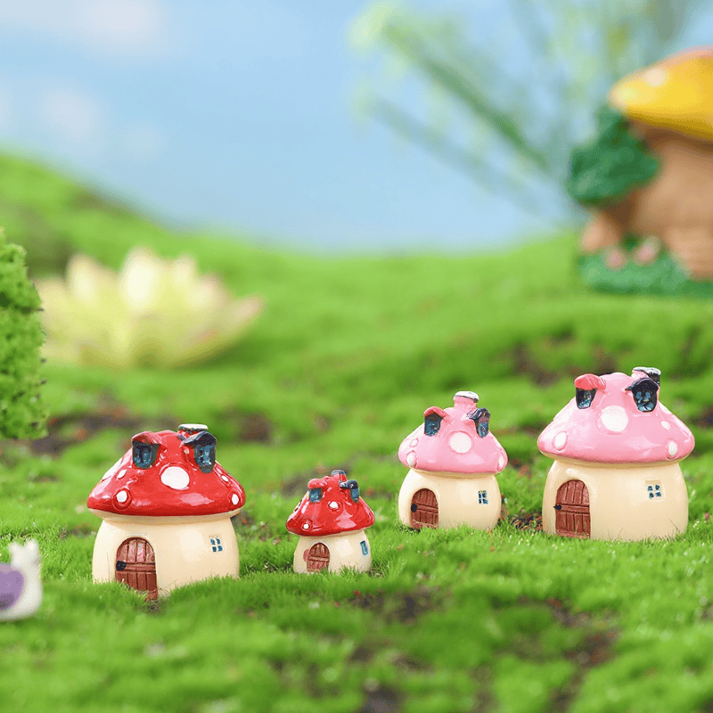 Mini Fairy Garden Mushroom House Miniature Garden Landscape Ornament Small Terrarium Fairy Garden Decoration Mediterranean Sea Style Aquarium Mushroom House Castle Resin Figurine Craft Plant Pot Fairy Garden Accessories Photo Of Fairy Garden Supplies