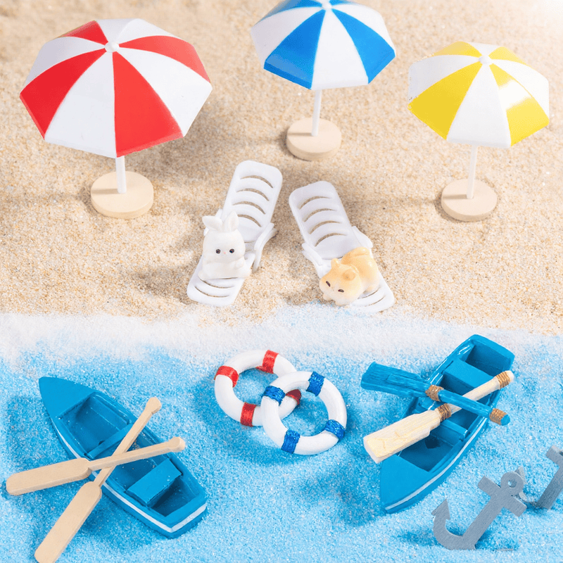 Mini Fairy Garden Boat Resin Figurines Terrariums Miniature Garden Bonsai Fairy Garden Decoration Artificial Sunshade Beach Chair Boat Anchor Life Buoy Girl Doll Seascape Fish Tank Diy Home Fairy Garden Accessories Aquarium Photo Of Fairy Garden Supplies