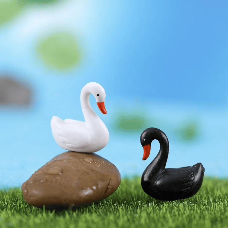 Pot Bonsai Fairy Garden Black White Swan Miniature Figurine Cartoon Love Ducks Decoration Mini Terrariums Fairy Garden Animals Statue Home Desk Kids Room Ornaments Picture From Fairy Garden Supplies
