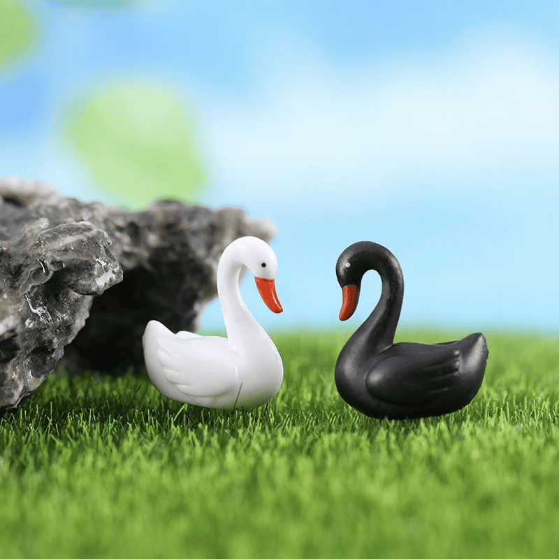 Pot Bonsai Fairy Garden Black White Swan Miniature Figurine Cartoon Love Ducks Decoration Mini Terrariums Fairy Garden Animals Statue Home Desk Kids Room Ornaments Picture From Fairy Garden Supplies