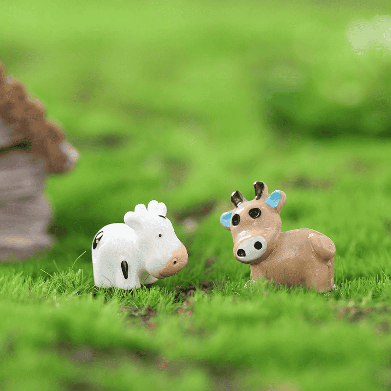 Mini Fairy Garden Cattle Micro Landscape Miniature Garden Pot Bonsai Fairy Garden Ornament Small Cow Doll Combination Diy Assemble Resin Terrariums Fairy Garden Decoration Wholesale Fairy Garden Accessories Supplies