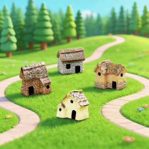 Small Small House House Thatched Cottage Resin Craftworkfairy Garden Decoration Fairy Garden Accessories Fairy Garden Micro Landscape Miniature Garden Fairy Garden Decoration Fairy Garden Accessories Decorate Material Fairy Garden Accessories
