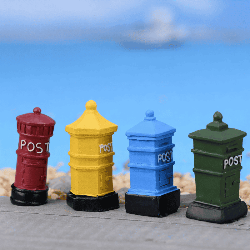 Mini Fairy Garden Accessories Supplies Micro Landscape Miniature Garden Resin Pot Bonsai Fairy Garden Decoration Terrarium Fairy Garden Accessories Retro Mailbox Small Resin Mailbox