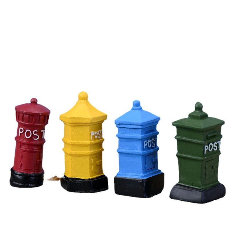 Mini Fairy Garden Accessories Supplies Micro Landscape Miniature Garden Resin Pot Bonsai Fairy Garden Decoration Terrarium Fairy Garden Accessories Retro Mailbox Small Resin Mailbox