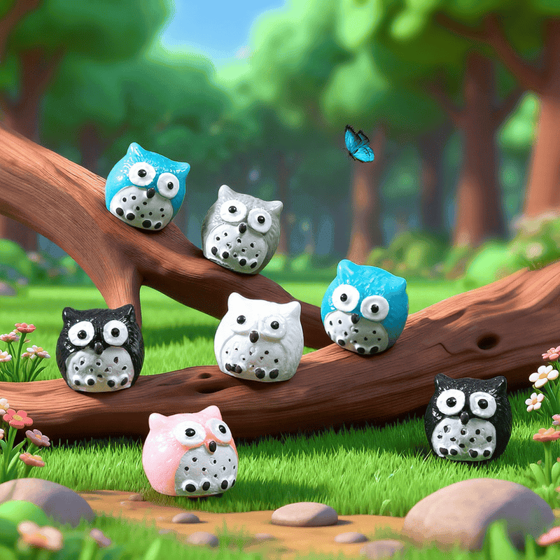 4Color Small Owls Resin Artificial Miniature Garden Fairy Garden Decoration Terrariums Fairy Garden Accessories Pot Bonsai Fairy Garden Ornament Diy Assemble Resin Small Birds Fairy Garden Animal Toys