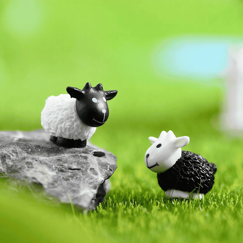 Moss Fairy Garden Micro Landscape Miniature Garden Decorate Fairy Garden Decoration Fairy Garden Accessories Comic Cartoon Lovely Mini Small Sheep Black White Sheep Doll Toy Figurine
