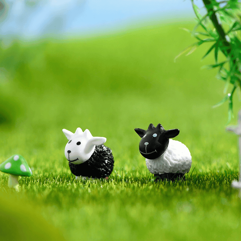Moss Fairy Garden Micro Landscape Miniature Garden Decorate Fairy Garden Decoration Fairy Garden Accessories Comic Cartoon Lovely Mini Small Sheep Black White Sheep Doll Toy Figurine