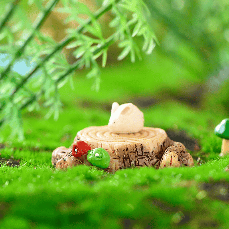 Mini Terrariums Fairy Garden Accessories Artificial Mushroom Tree Stump Bonsai Miniature Fairy Garden Pot Bonsai Home Houses Decoration Mini Craft Micro Landscaping Decor Diy Fairy Garden Ornament Flower Pot Plant Decoration Figurine