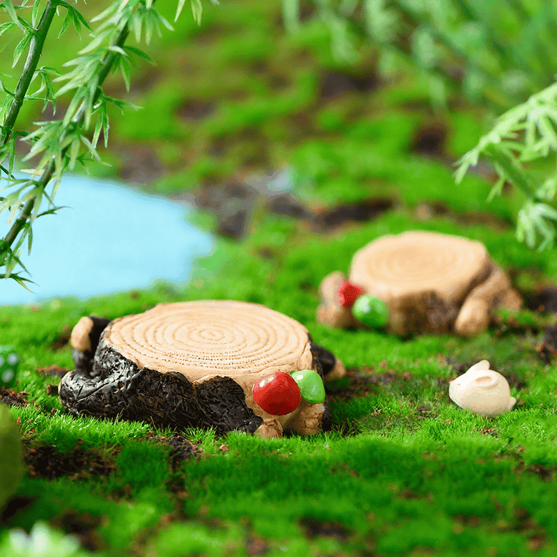 Mini Terrariums Fairy Garden Accessories Artificial Mushroom Tree Stump Bonsai Miniature Fairy Garden Pot Bonsai Home Houses Decoration Mini Craft Micro Landscaping Decor Diy Fairy Garden Ornament Flower Pot Plant Decoration Figurine