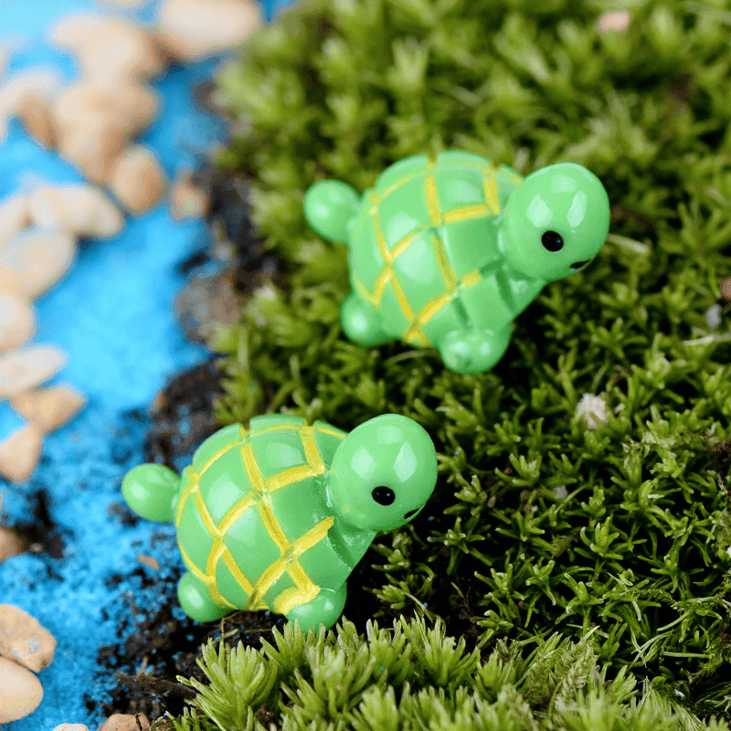 Cute Mini Fairy Garden Tortoise Micro Landscape Animals Miniature Garden Ecology Bottle Green Small Tortoise Doll Figurine Diy Landscaping Essential Moss Terrarium House Home Desktop Succulents Decor Photo Of Fairy Garden Supplies
