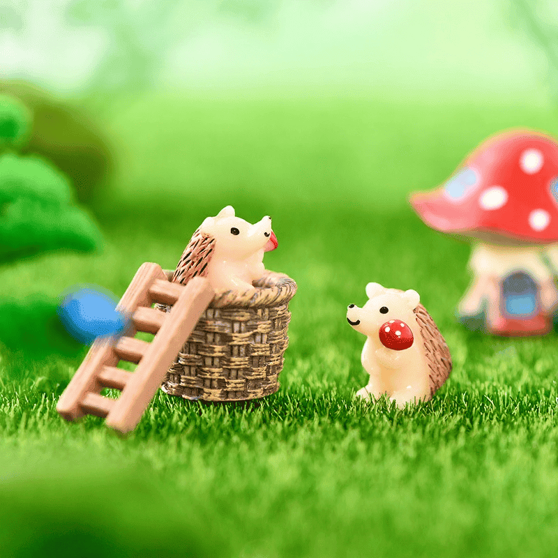 Miniatures Hedgehog With Fruits Mushroom Terrarium Fairy Garden Accessories Decor Figurines Mini Garden Decoration Hedgehog Fairy Garden Chair Craft Decoration Terrarium Bonsai Figurine Toy For Kids Picture Of Fairy Garden Supplies