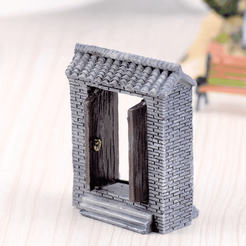 Mini Fairy Garden Figurines Micro Landscape Miniature Garden Original Green Plants Resin Green Grass Tile Big Door Opened Decorate Pot Bonsai Fairy Garden Decoration Terrariums Cheap Fairy Garden Accessories Supplies