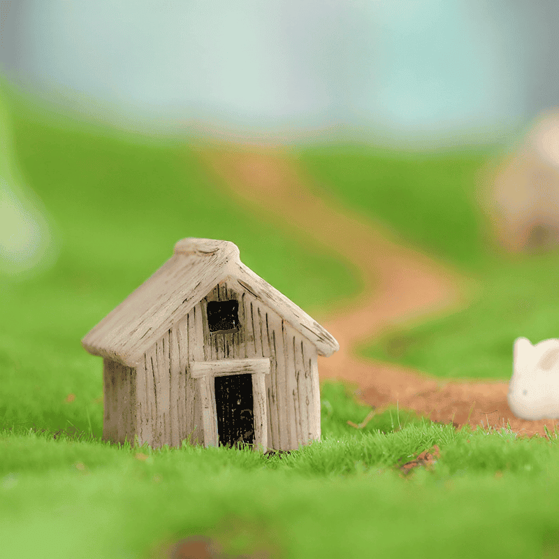 Mini Farm Hut Micro Landscape Miniature Garden Terrariums Fairy Garden Ornament Resin Frame House Diy Assemble Small Fairy Garden Decoration Bonsai Fairy Garden Accessories Toys