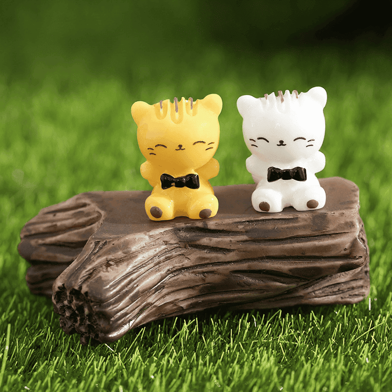 Mini Fairy Garden Accessories Supplies Pot Bonsai Animals Micro Landscape Miniature Garden Resin Terrariums Fairy Garden Decoration Two Color Small Cats Kids Gift Doll