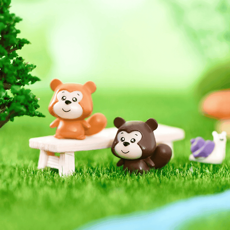 Moss Fairy Garden Animals Micro Landscape Pot Bonsai Miniature Garden Ornament Lovely Big Tail Squirrels Diy Assemble Toys Terrariums Fairy Garden Decoration Wholesale Fairy Garden Accessories