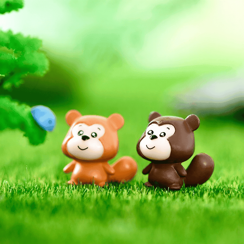 Moss Fairy Garden Animals Micro Landscape Pot Bonsai Miniature Garden Ornament Lovely Big Tail Squirrels Diy Assemble Toys Terrariums Fairy Garden Decoration Wholesale Fairy Garden Accessories