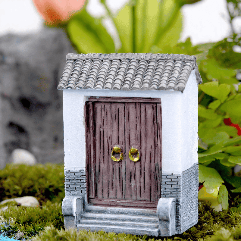Mini Fairy Garden Supplies Micro Landscape Wall Miniature Garden Original Green Plants Resintile Big Door Decorate Fairy Garden Decoration Fairy Garden Accessories