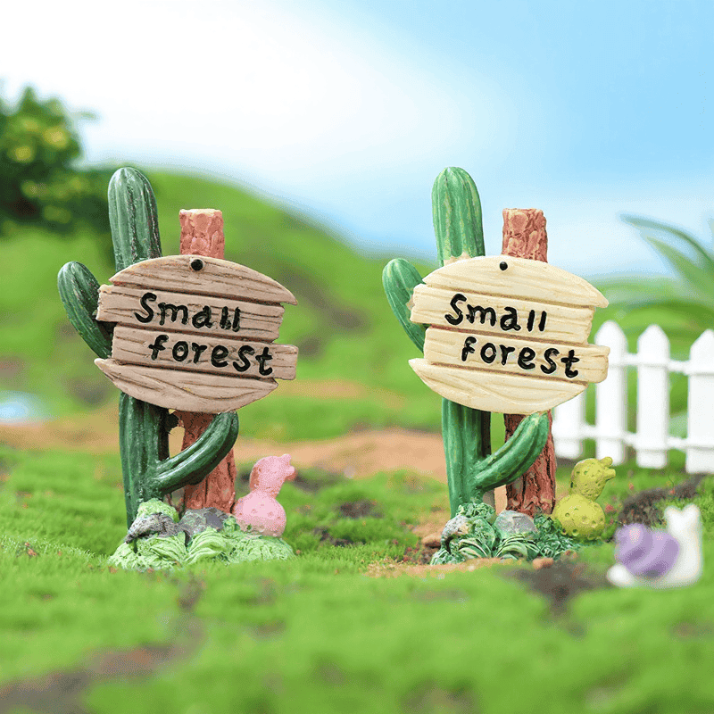 Moss Fairy Garden Micro Landscape Miniature Garden Resin Craftwork Fleshylandscaping Fairy Garden Decoration Fairy Garden Accessories Cactus Guidepost Small Diy Material