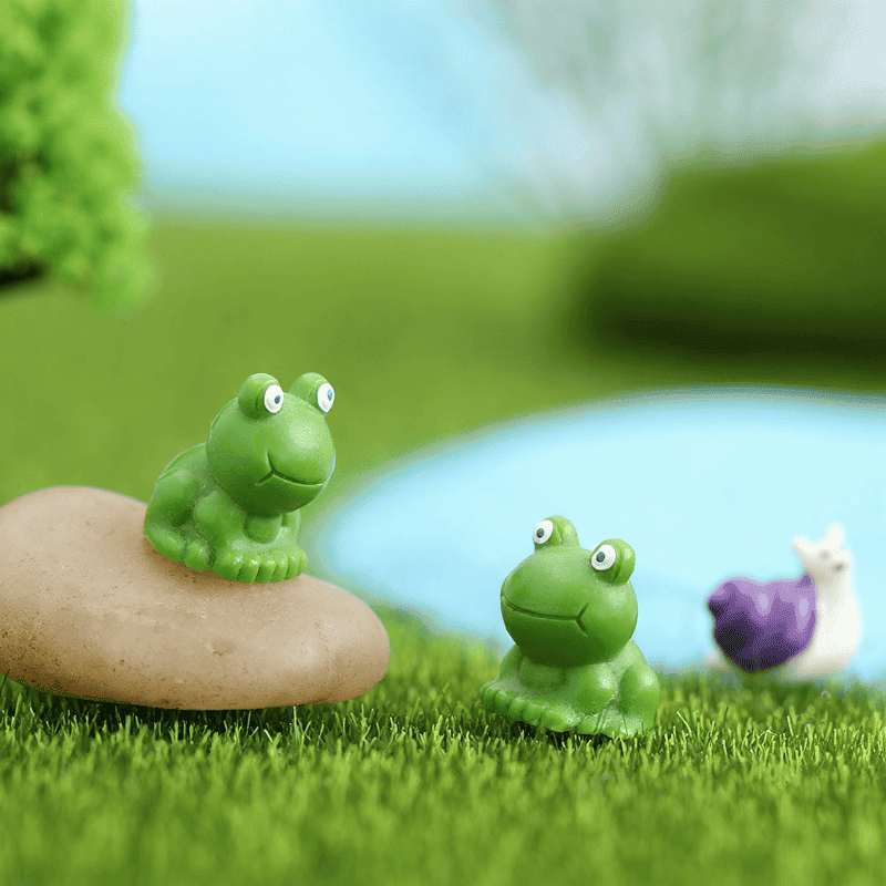 Resin Fairy Garden Decoration Animal Micro Landscape Miniature Garden Doll Decorate Terrarium Fairy Garden Accessories Blue Eyes Small Frogs Diy Bonsai Material Wholesale