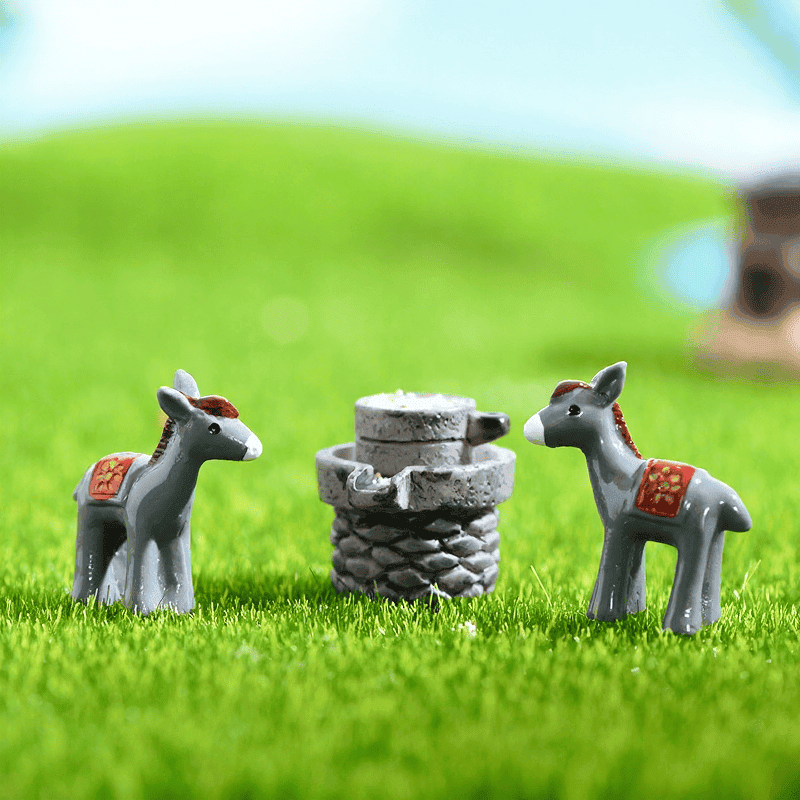 Moss Fairy Garden Animals Model Pot Bonsai Micro Landscape Miniature Garden Decorate Terrariums Fairy Garden Decoration Wholesale Fairy Garden Accessories Supplies Aquarium Landscaping Cartoon Small Donkey Toys