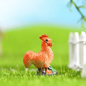 Mini Fairy Garden Animals Resin Cock Micro Landscape Miniature Garden Decorate Pot Bonsai Fairy Garden Decoration Terrarium Fairy Garden Accessories Aquarium Landscaping Cartoon Mini Color Chicken Home Decoration Figurines