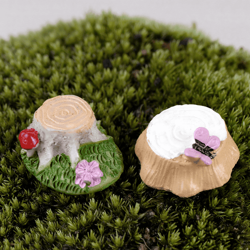 Mini Fairy Garden Accessories Artificial Mushroom Tree Stump Bonsai Miniature Fairy Garden Terrarium Home Houses Decoration Mini Craft Micro Landscaping Decor Diy Fairy Garden Ornament Flower Pot Plant Decoration Figurine