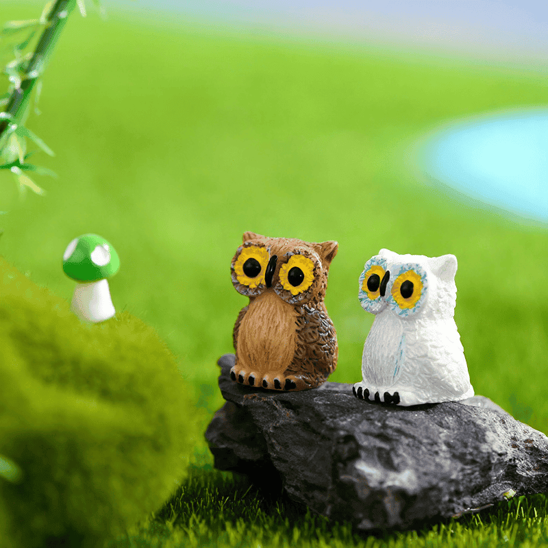 Moss Fairy Garden Micro Landscape Miniature Garden Fairy Garden Decoration Fairy Garden Accessories Cartoon Owls Doll Diyassemble Resin Fairy Garden Ornament Toys